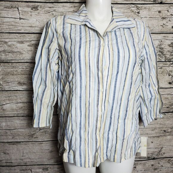 ERIKA Tops - Erika Striped Button Down Shirt Size XL NWT